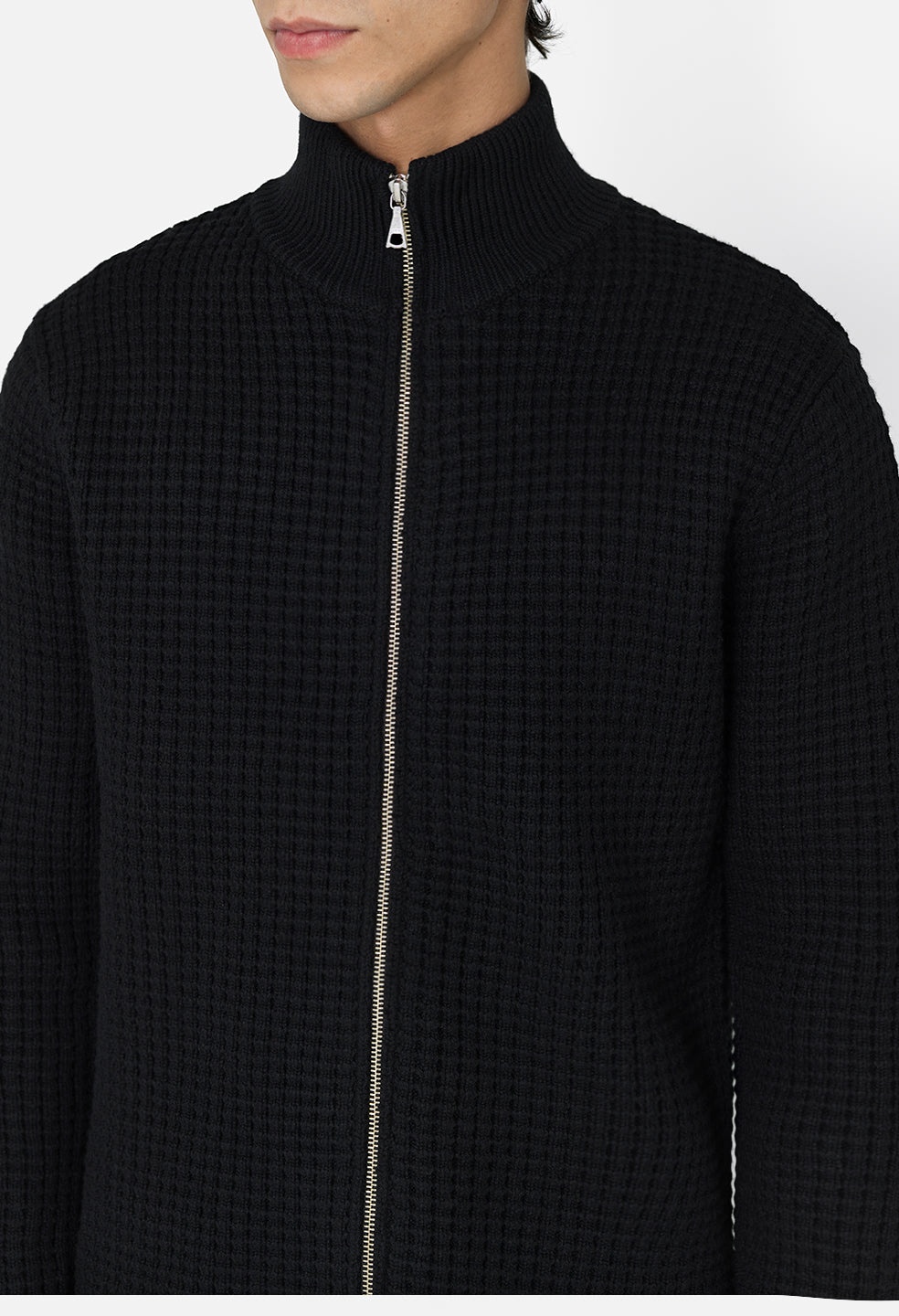 WOOL WAFFLE KNIT FULL-ZIP - 6