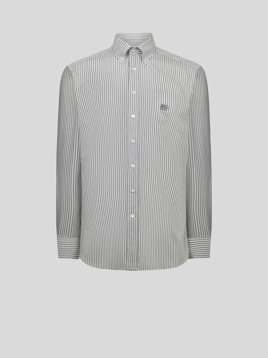 STRIPED BUTTON-DOWN COTTON SHIRT - 1