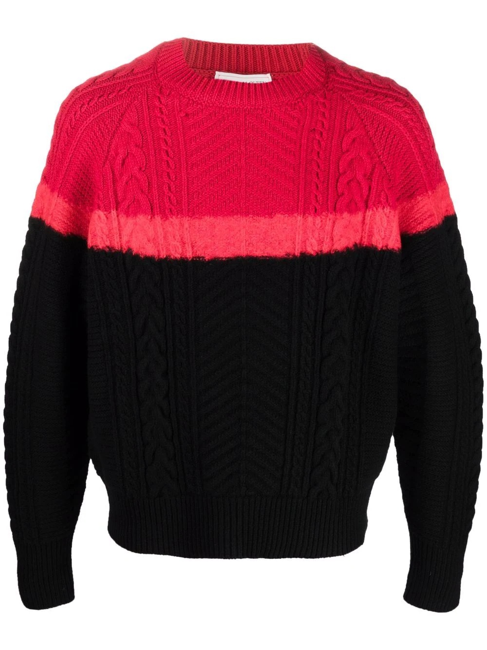 long-sleeve cable-knit jumper - 1