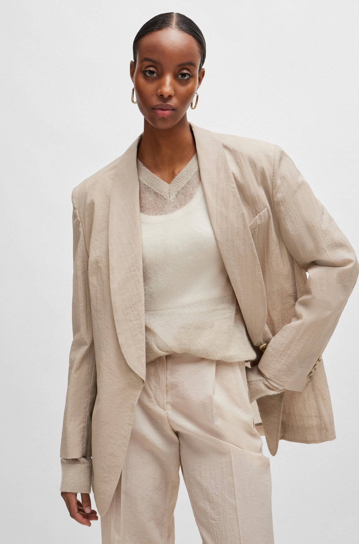SINGLE-BUTTON JACKET WITH SHAWL LAPELS - 5