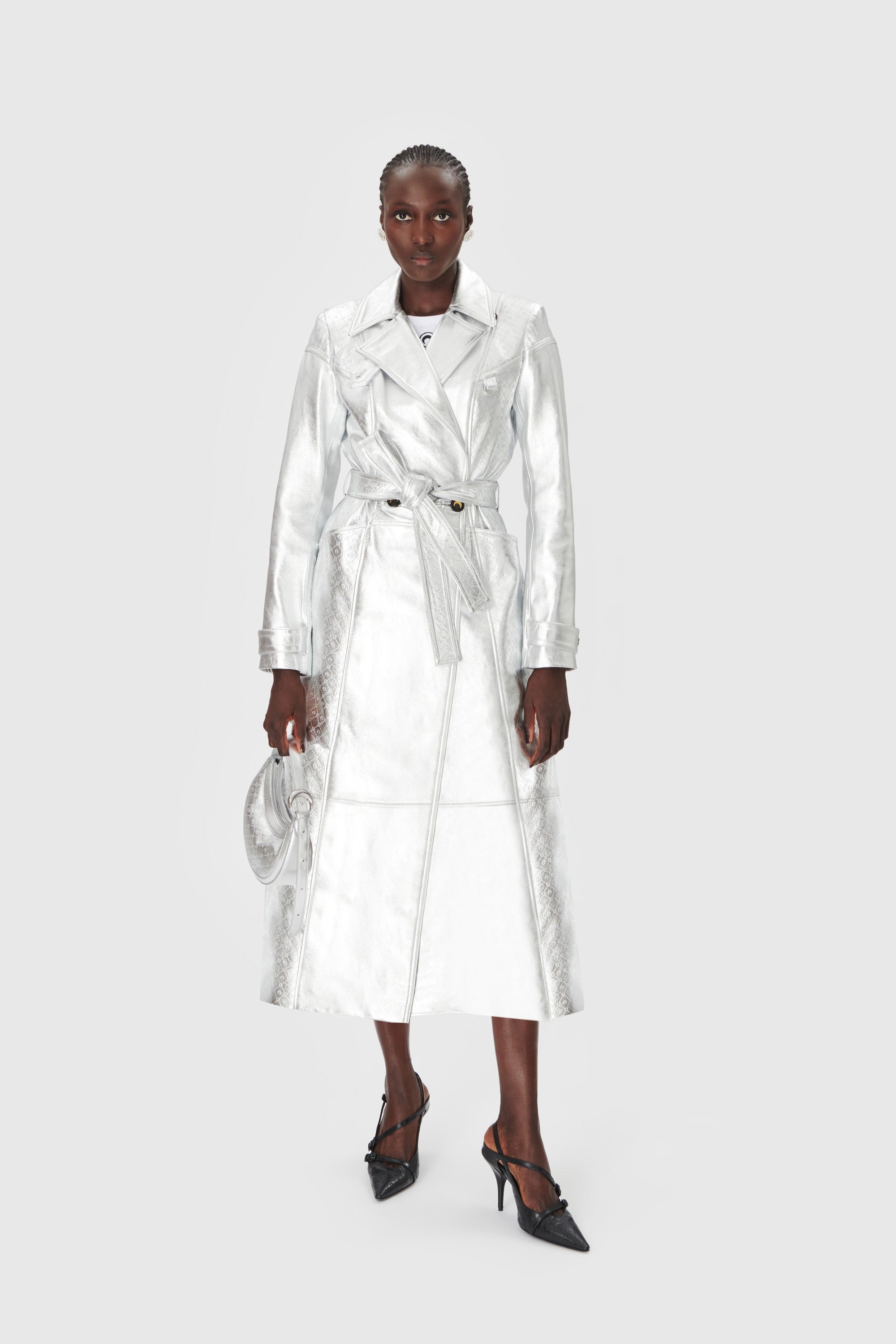Laminated Leather Trench Coat - 2