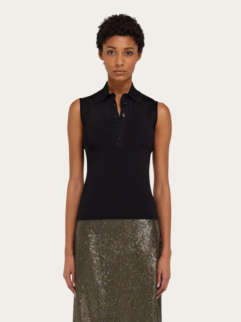 FERRAGAMO Knitted sleeveless polo shirt outlook