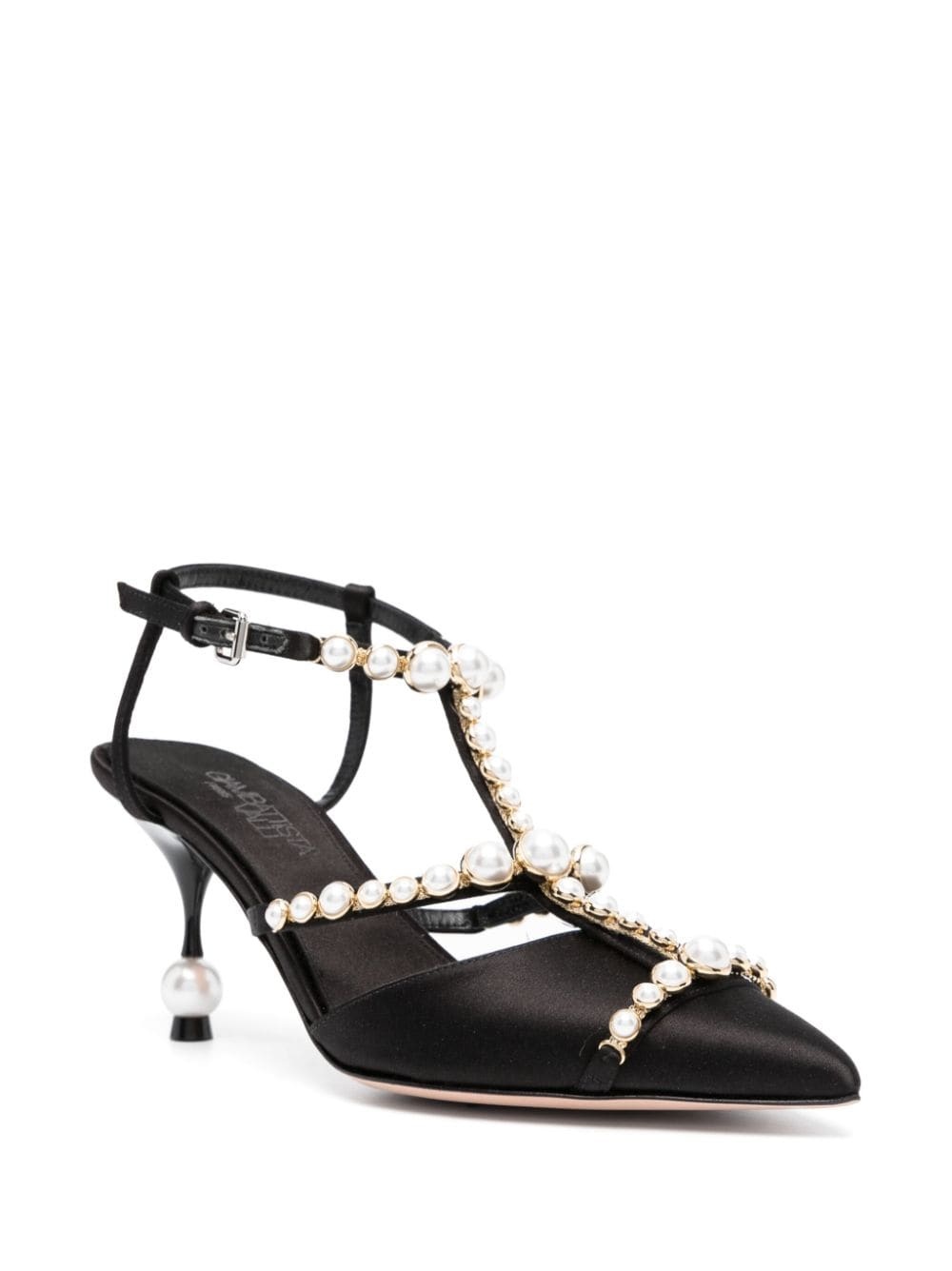 pearl-detail satin 85mm pumps - 2