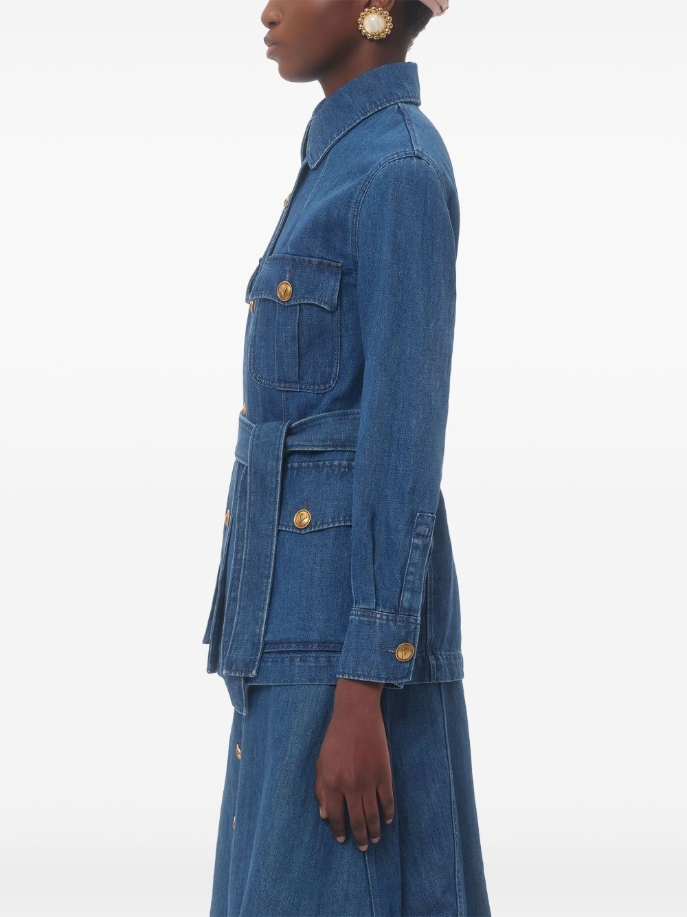 Valentino Sahariana Belted Waist Denim Jacket | italist