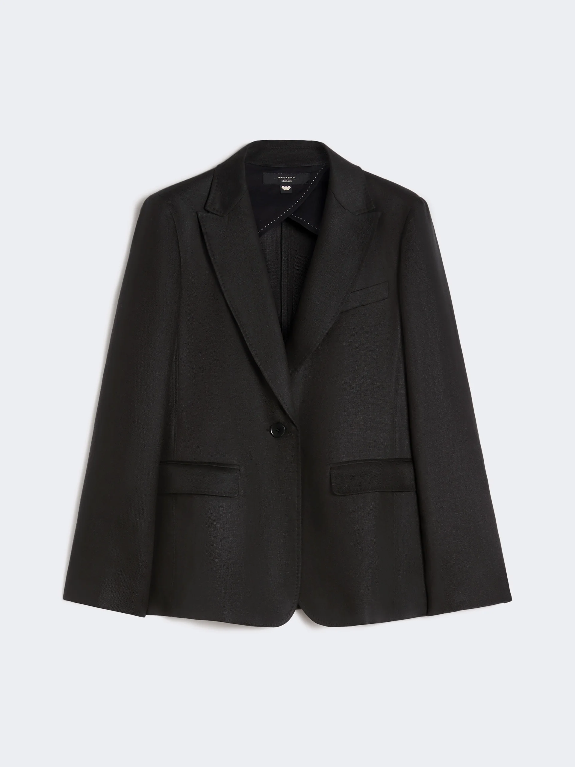 Linen canvas blazer - BLACK - 1