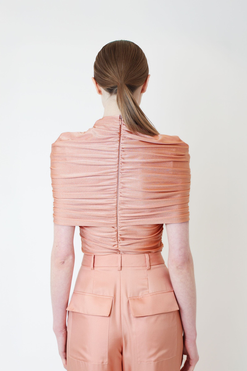 Shine Jersey Mock Neck Ruched Top 3