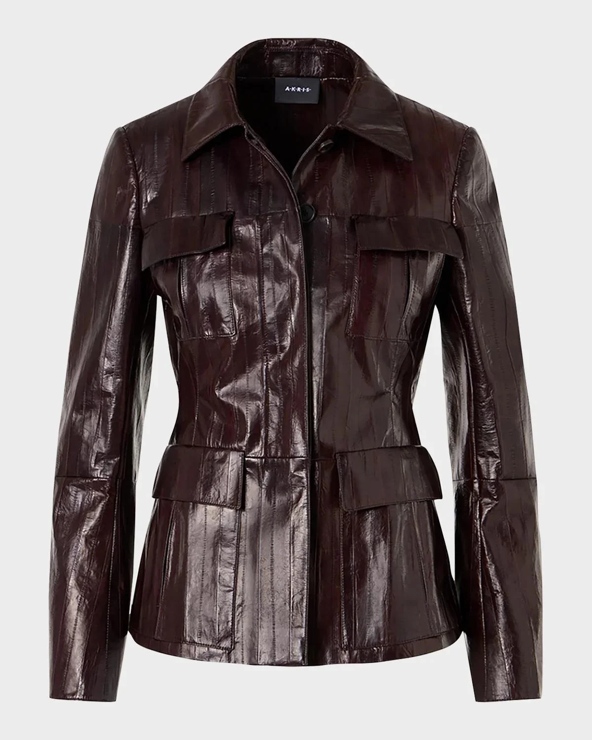 Kimia Lacquered Eel Leather Fitted Jacket - 1
