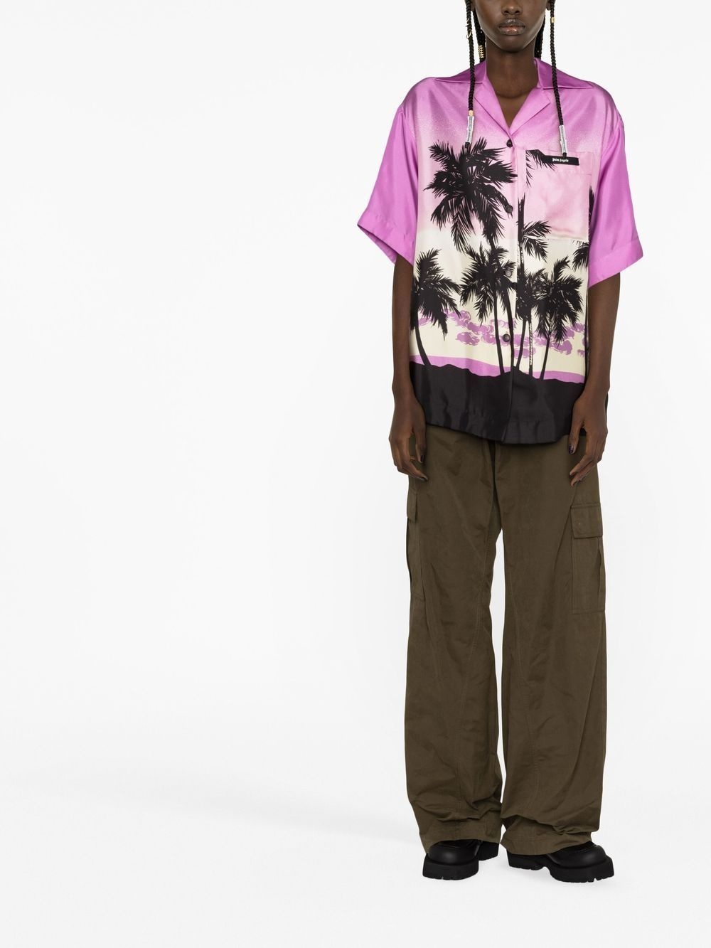sunset-print bowling shirt - 2