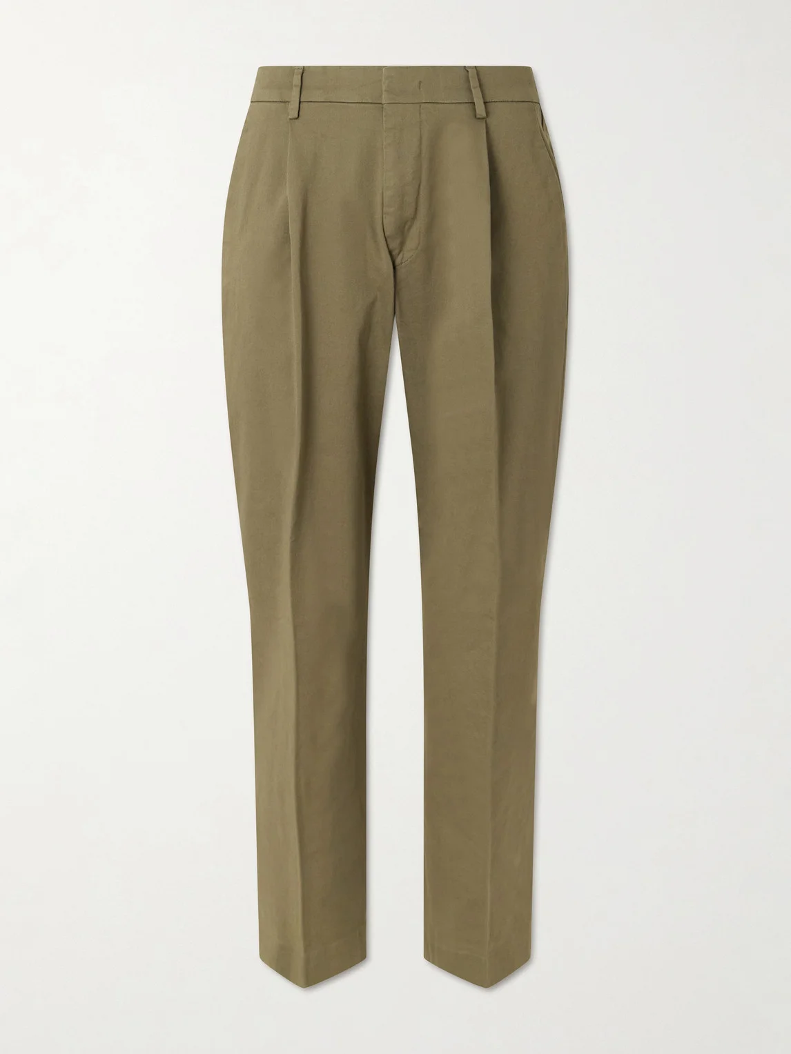 Kay 1420 Wide-Leg Pleated Organic Cotton-Blend Twill Trousers - 1