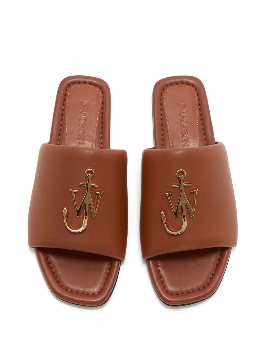 Anchor-logo leather slides - 3