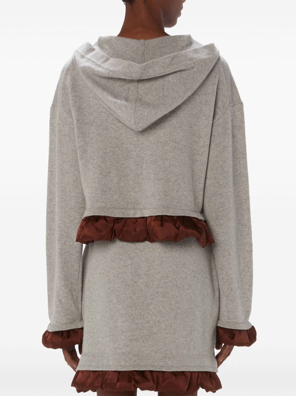 satin-trimmed cropped hoodie - 4