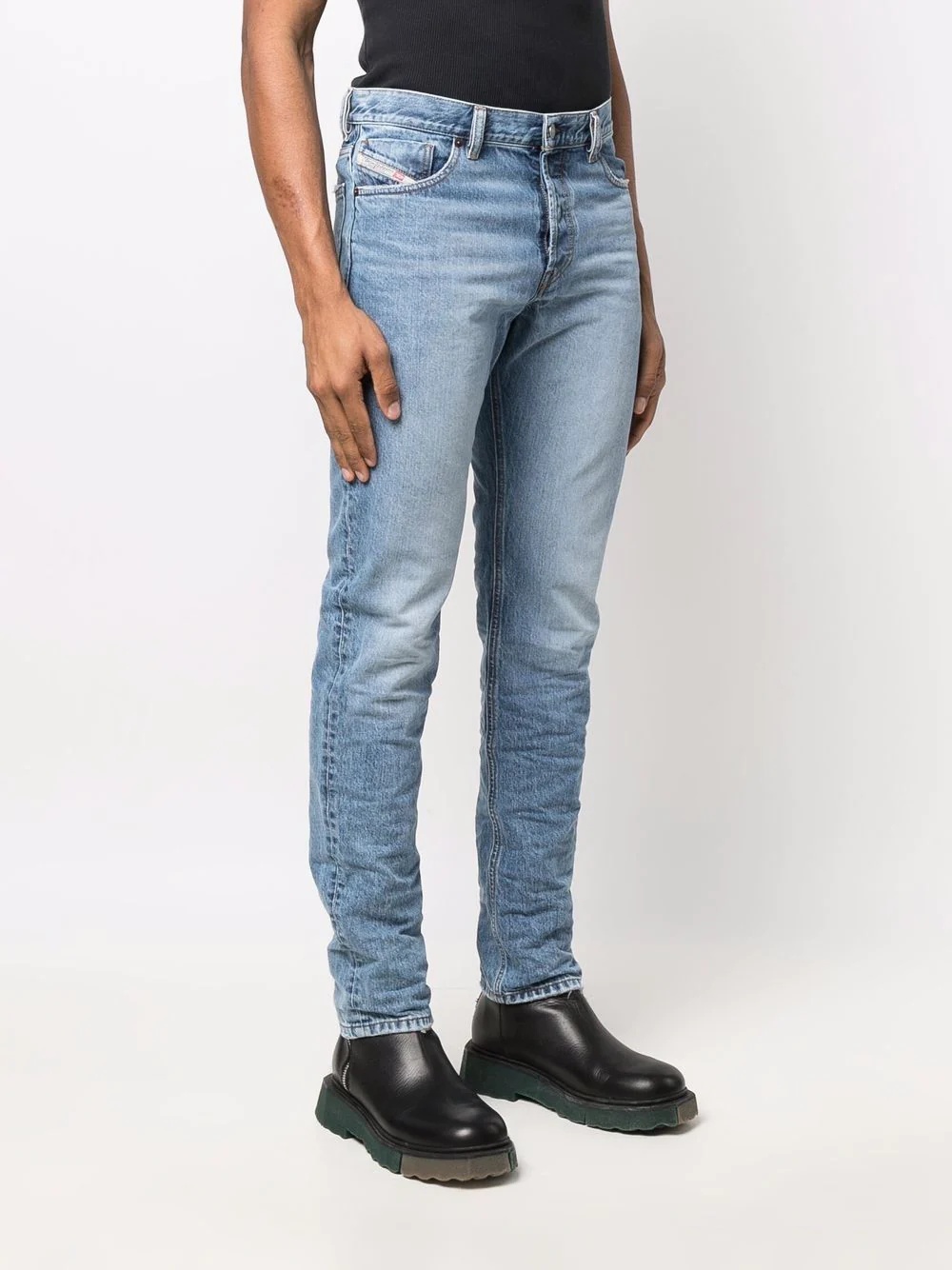 washed straight-leg jeans - 3