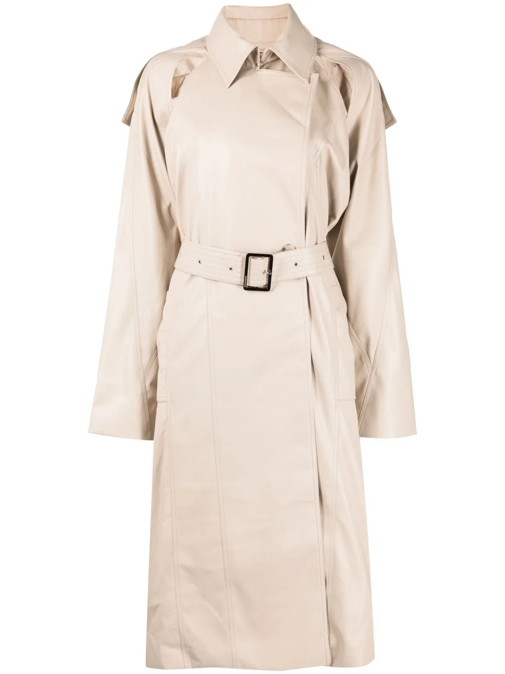 logo-patch belted trench coat - 1