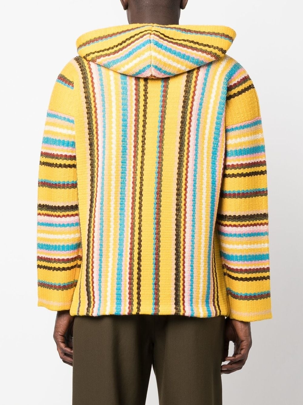 stripe-detailing V-neck hoodie - 4