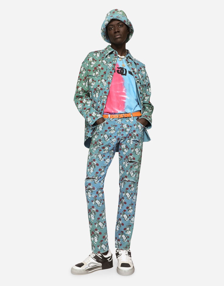 Regular-fit jeans with all-over floral print - 5