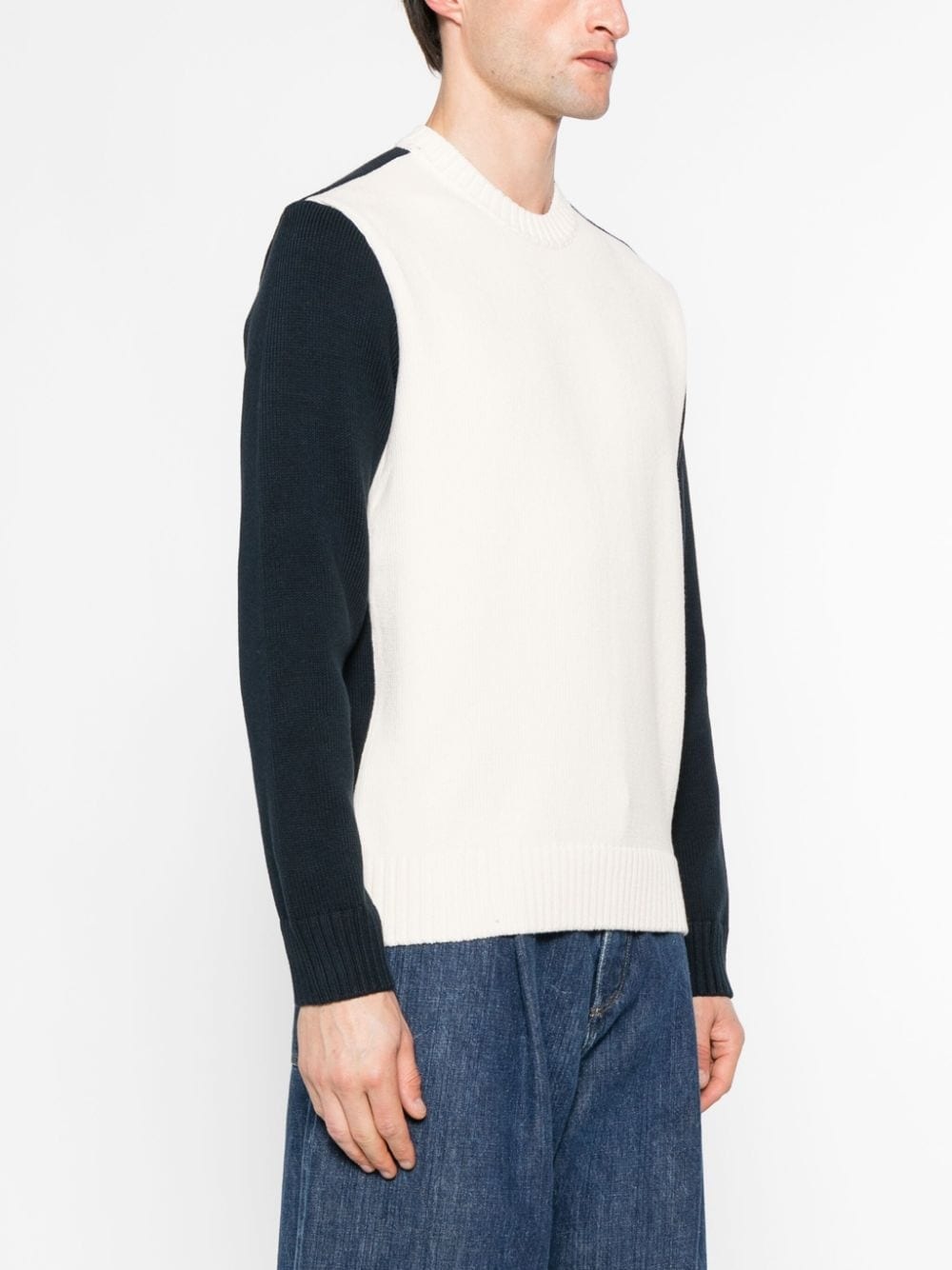 two-tone ribbed jumper - 3