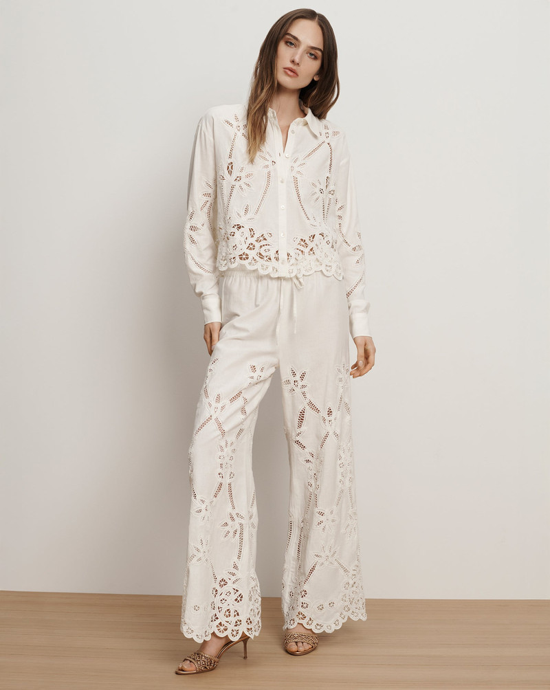 VERONICA BEARD DAISY WIDE-LEG EYELET PANT outlook