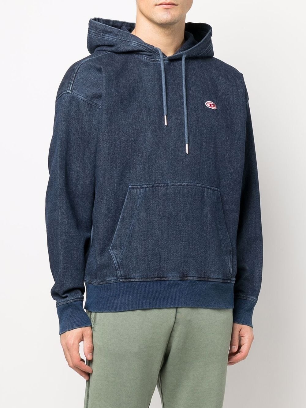 logo-patch denim hoodie - 3