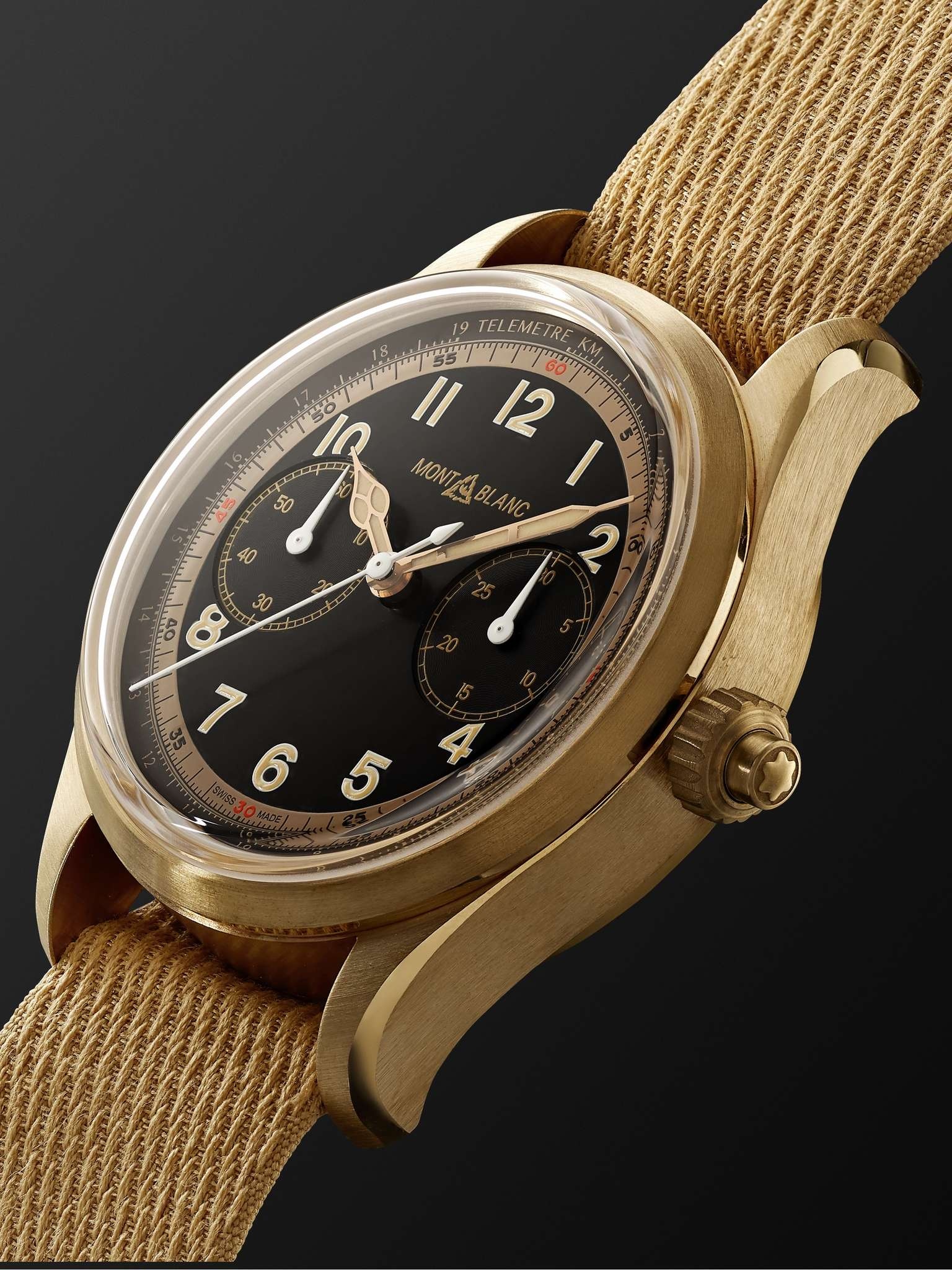 1858 Limited Edition Monopusher Automatic Chronograph 42mm Bronze and Woven Watch, Ref. No. 125583 - 4