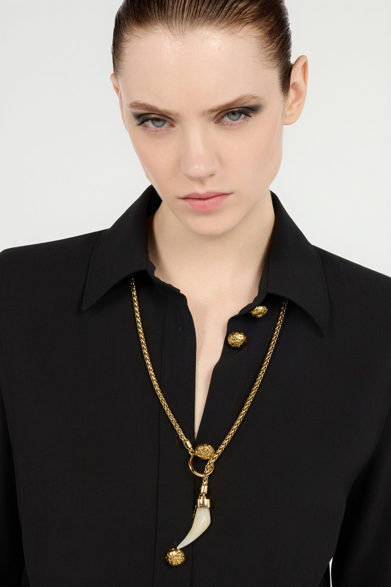 Roberto Cavalli Gold Necklace with Fang Pendant outlook