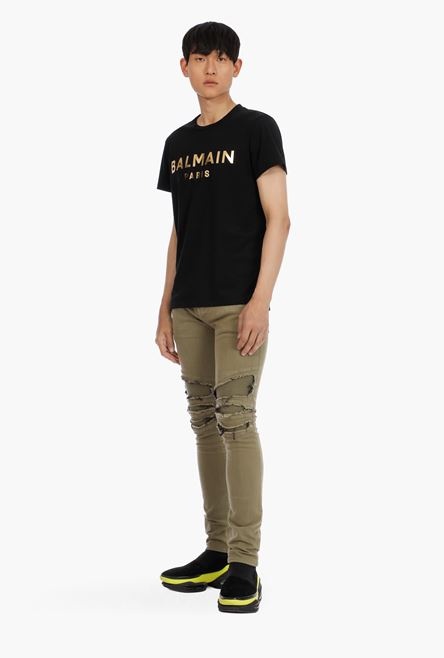 Slim-cut ripped khaki cotton jeans - 2