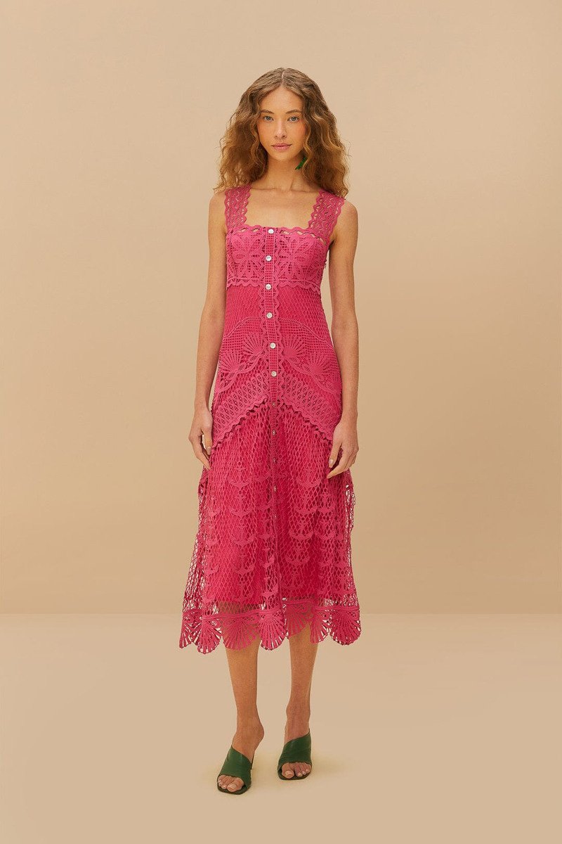 Pink Nautical Guipure Maxi Dress 1
