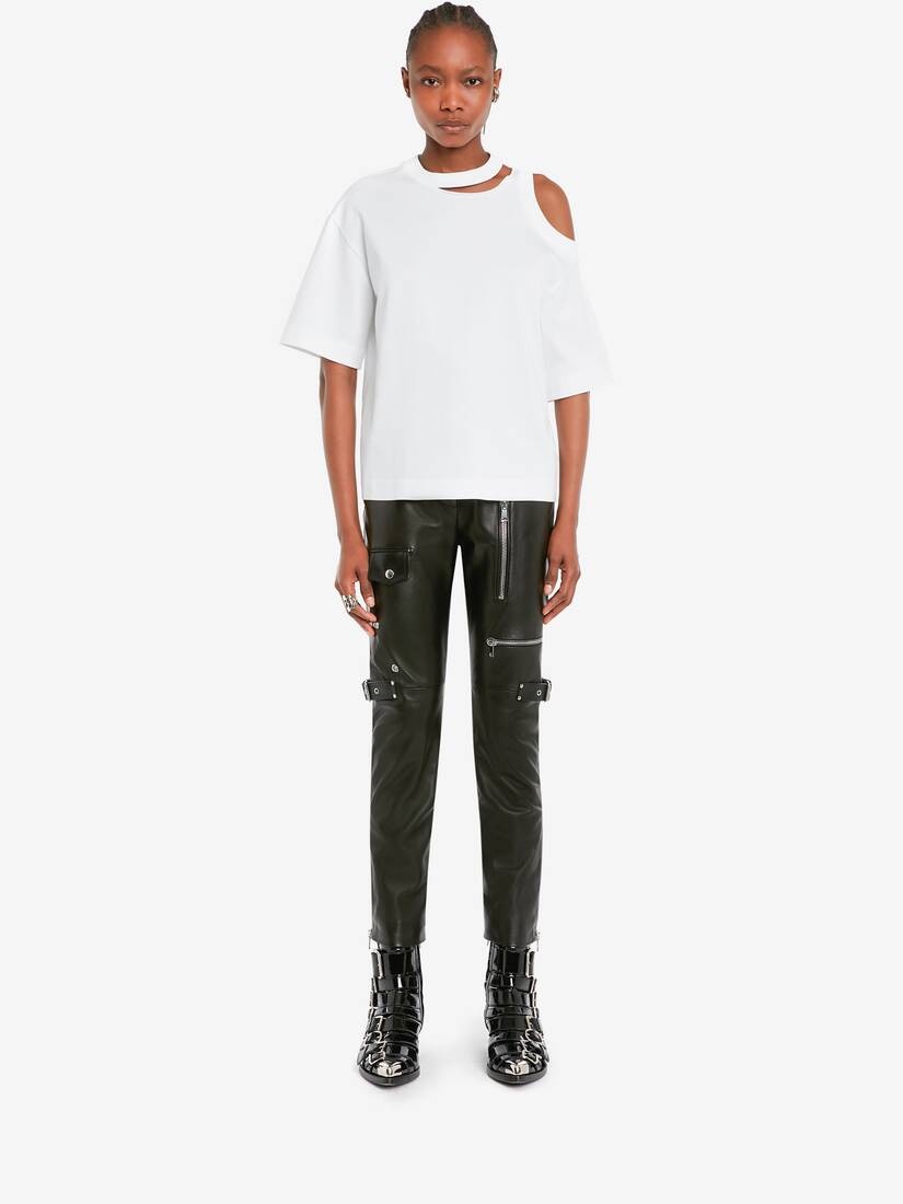 Women's Cut-out T-shirt in Optical White - 2