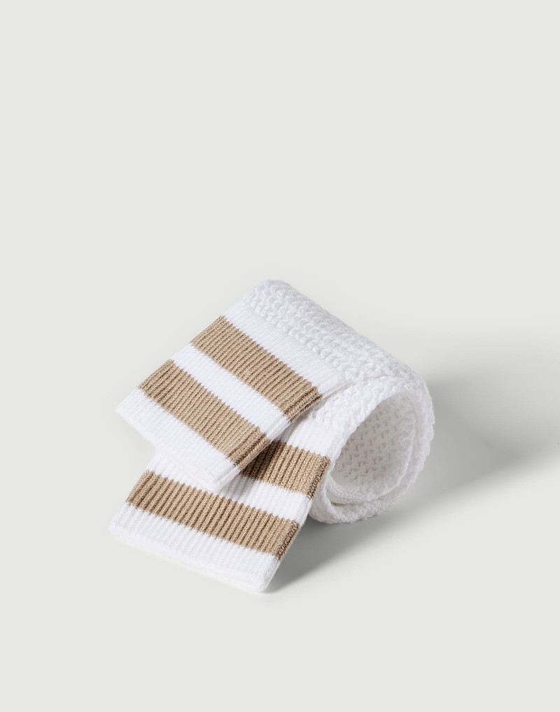 Brunello Cucinelli Cotton waffle stitch knit socks with stripes outlook
