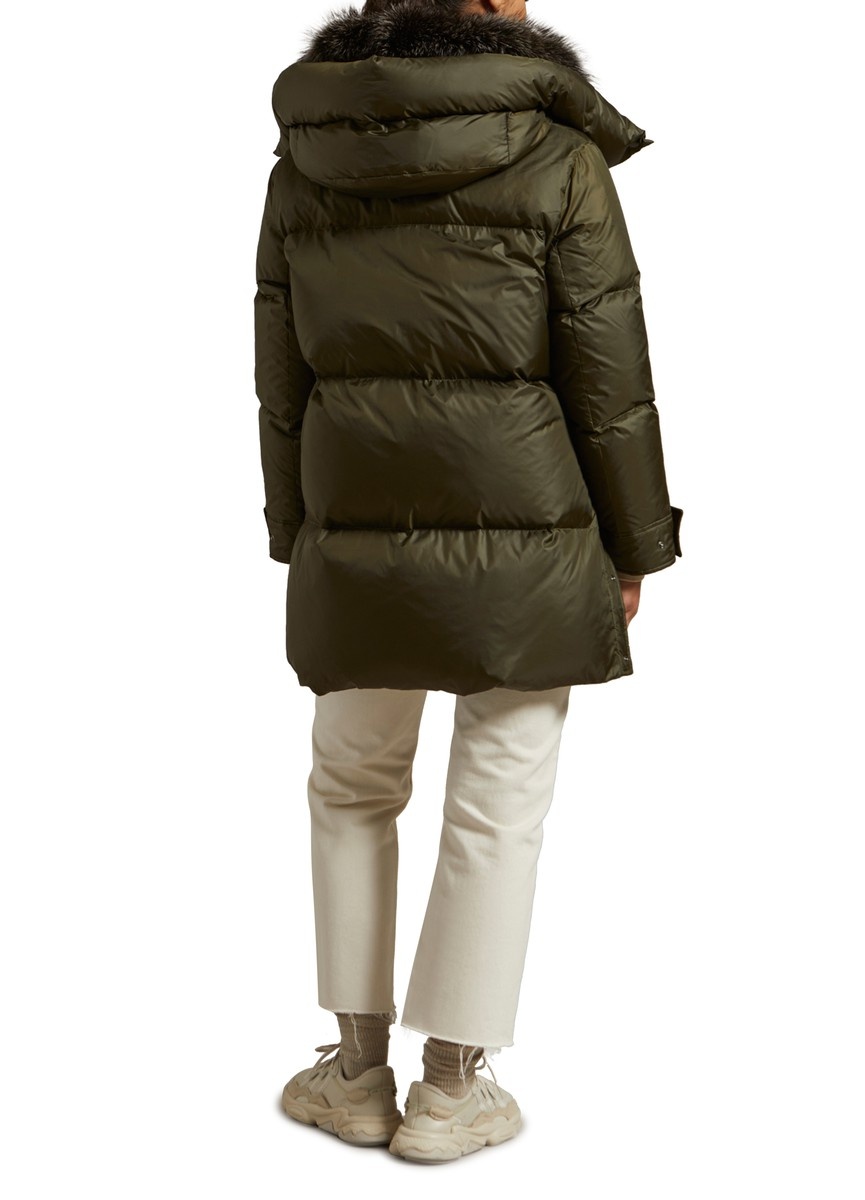 3/4-length puffer jacket made from a water-resistant technical fabric with a fox fur collar - 3