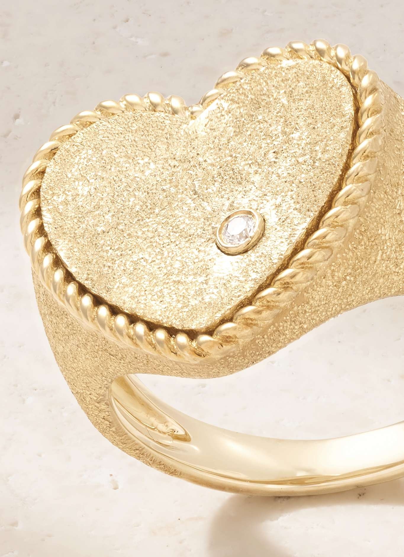 Coeur Pailletee 9-karat gold diamond ring Gold - 4