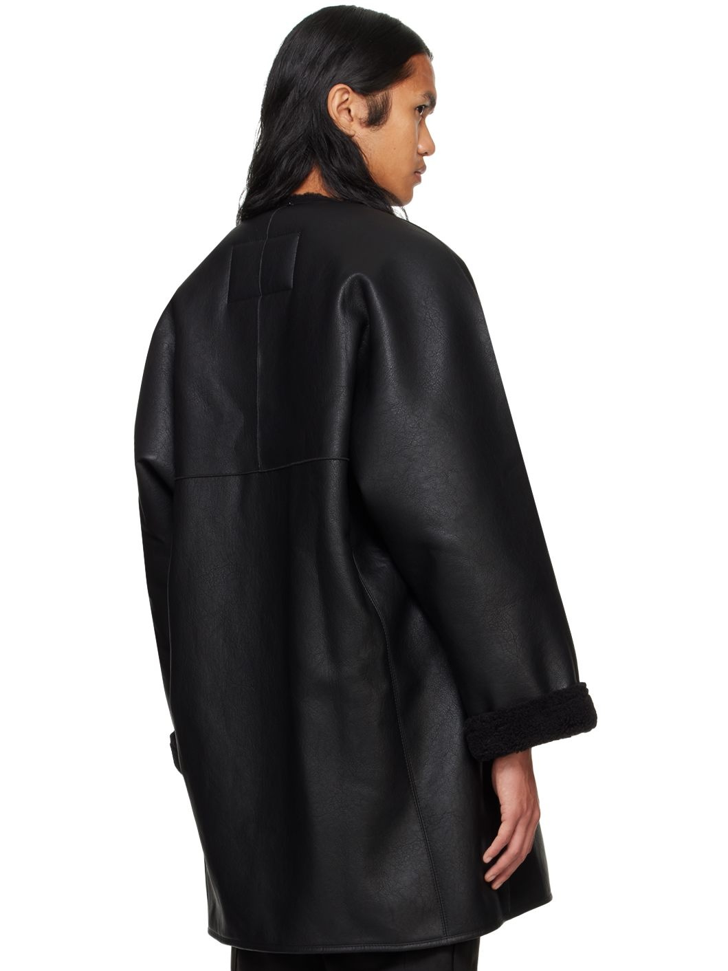 Black Classic Muffler Faux-Shearling Coat - 3