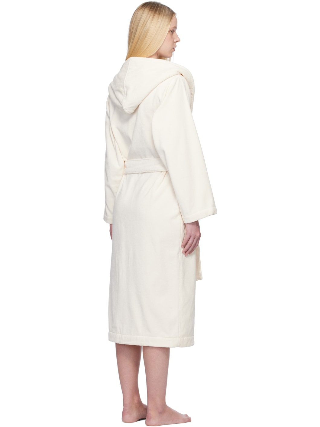 Beige Terry Hooded Bathrobe - 3