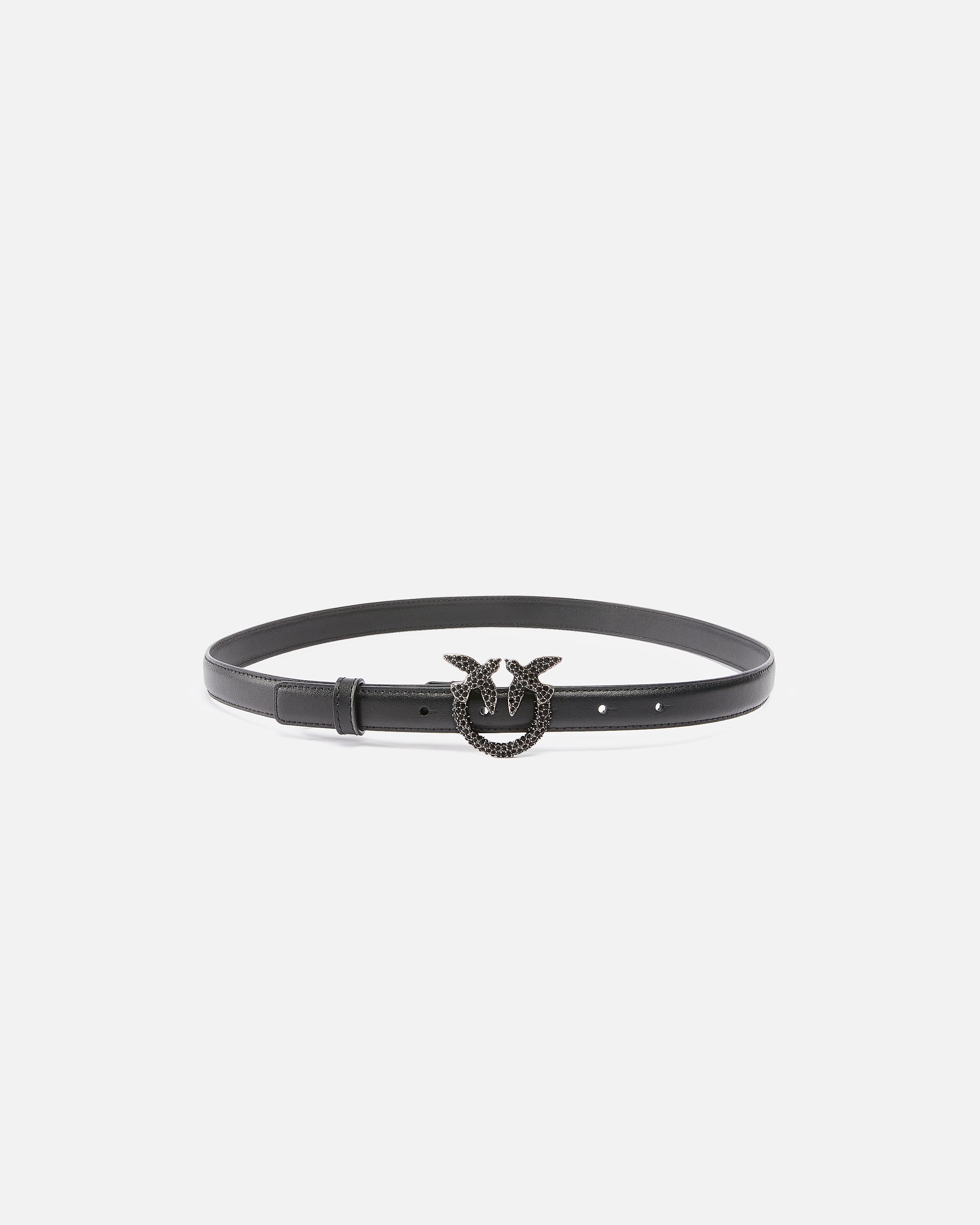 THIN LEATHER 2 CM BELT WITH JEWEL BUCKLE - 1