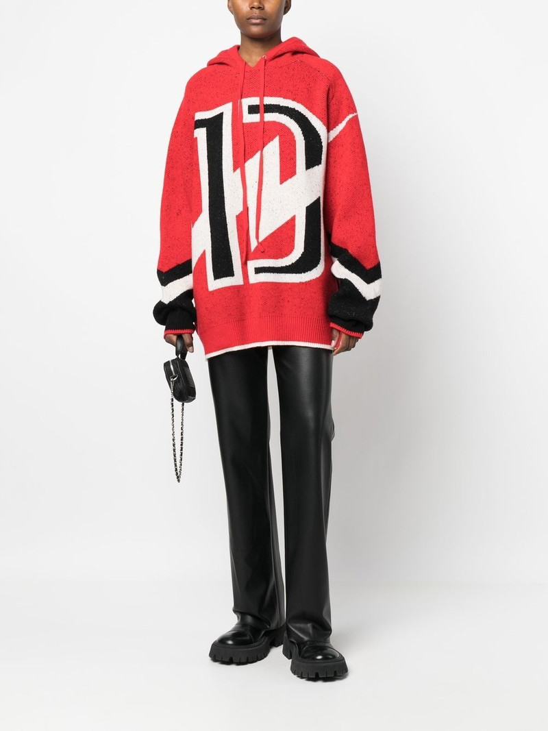 We11done wool-blend logo-print hoodie outlook