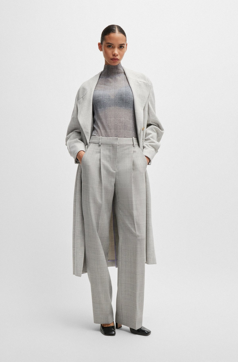 BOSS DOUBLE-BREASTED COAT IN CHECKED CREPE WITH PARTIAL LINING outlook