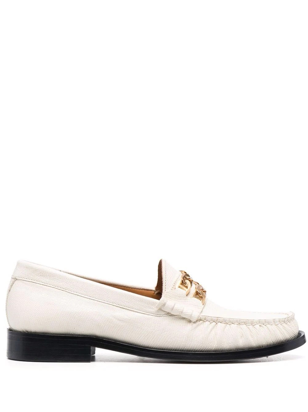 chain-trim leather loafers - 1