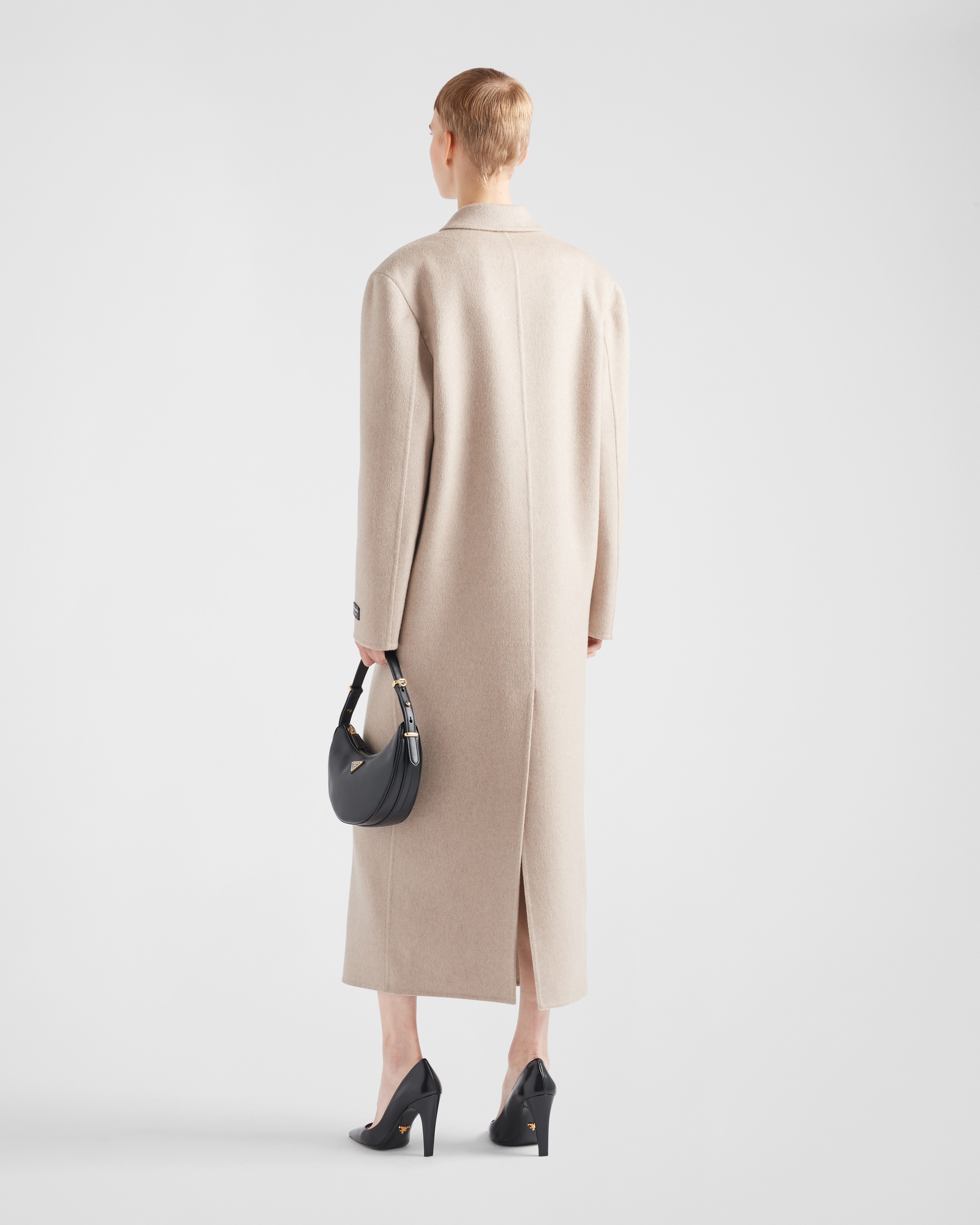 Double-breasted velour cashmere coat - 5