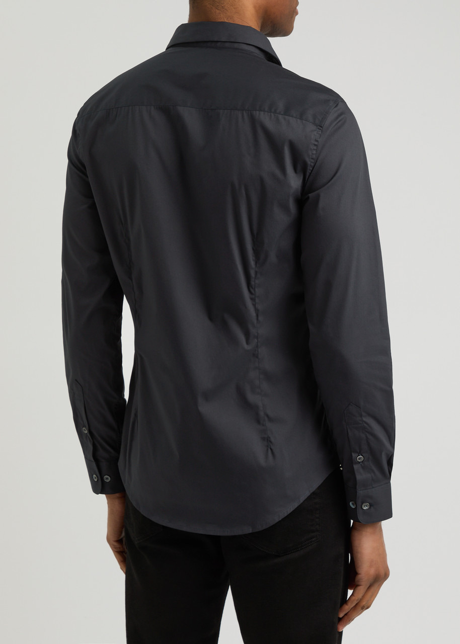 Emporio Armani Logo-embroidered Cotton-blend Poplin Shirt - 3