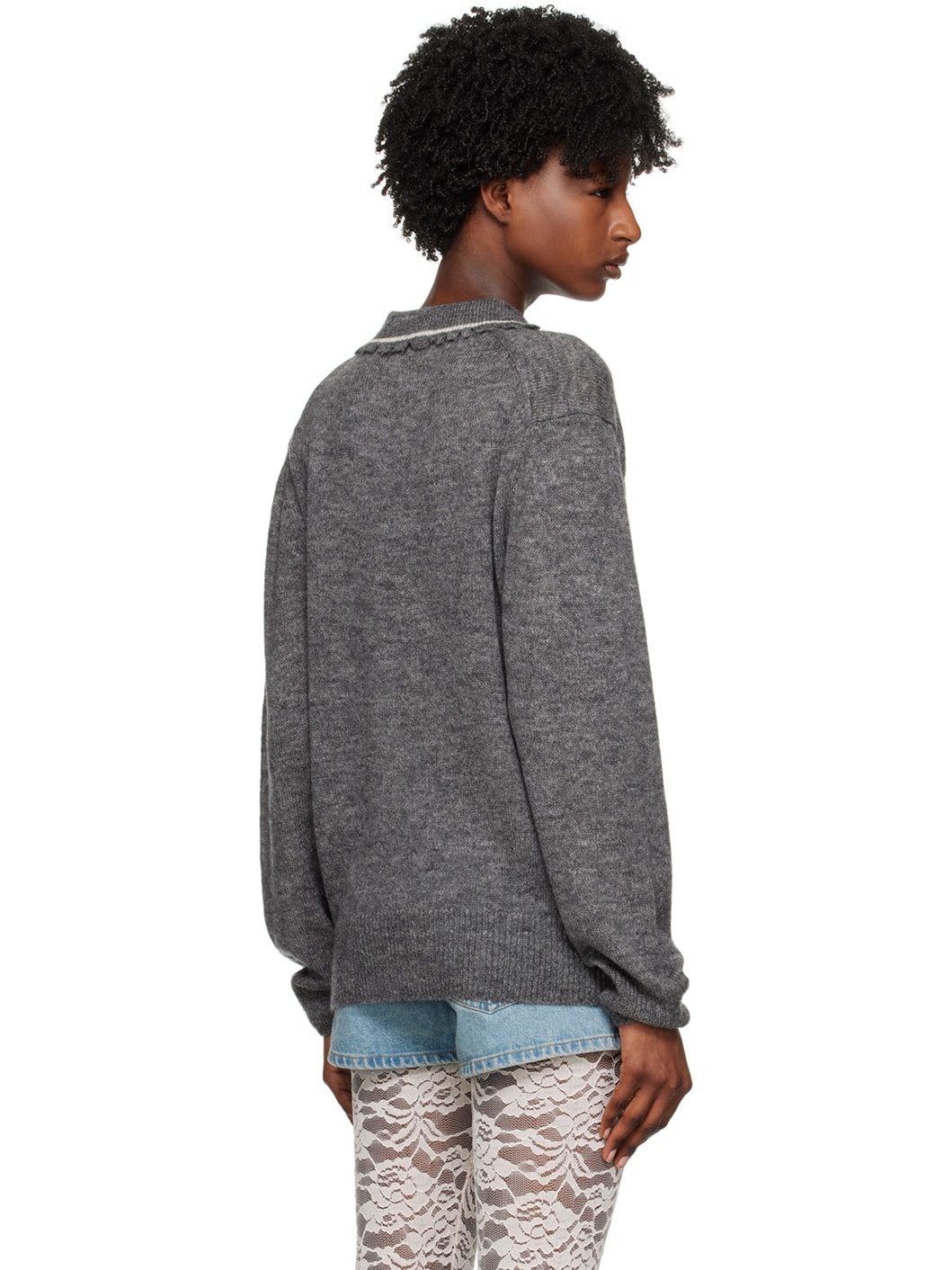 Gray Frayed Polo - 3