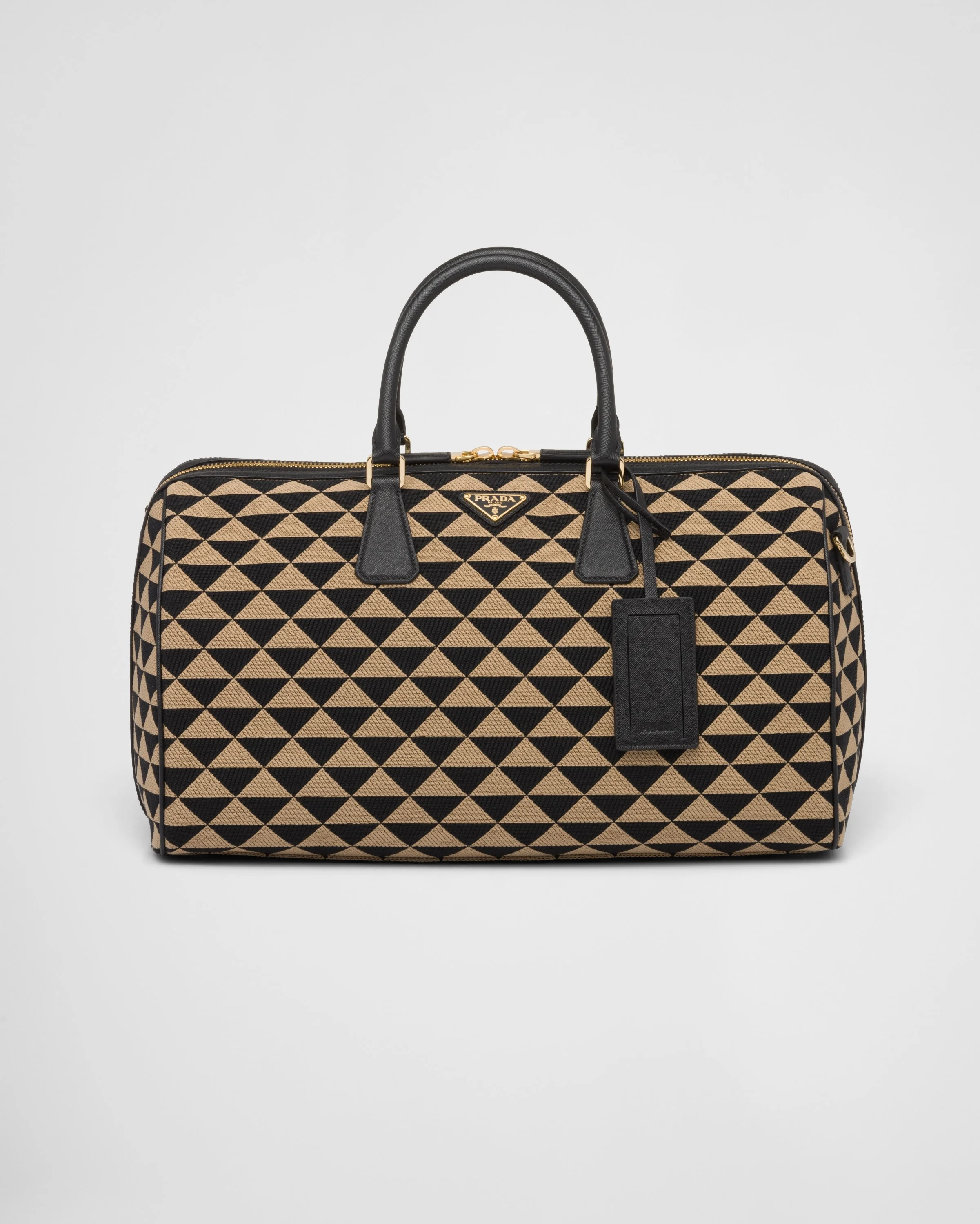 Medium Prada Symbole embroidered fabric travel bag - 1