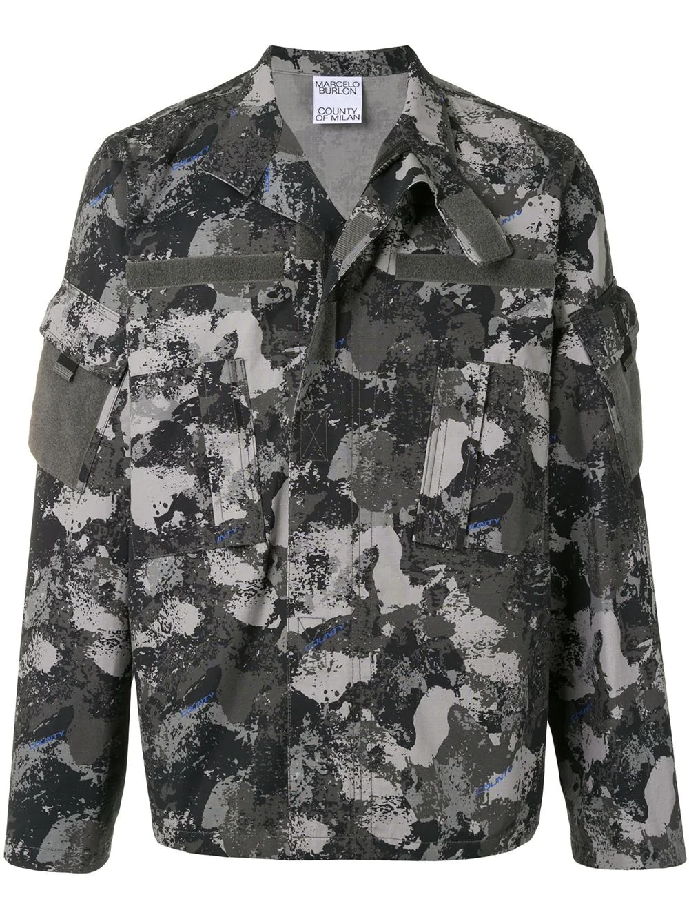 camouflage print military jacket - 1