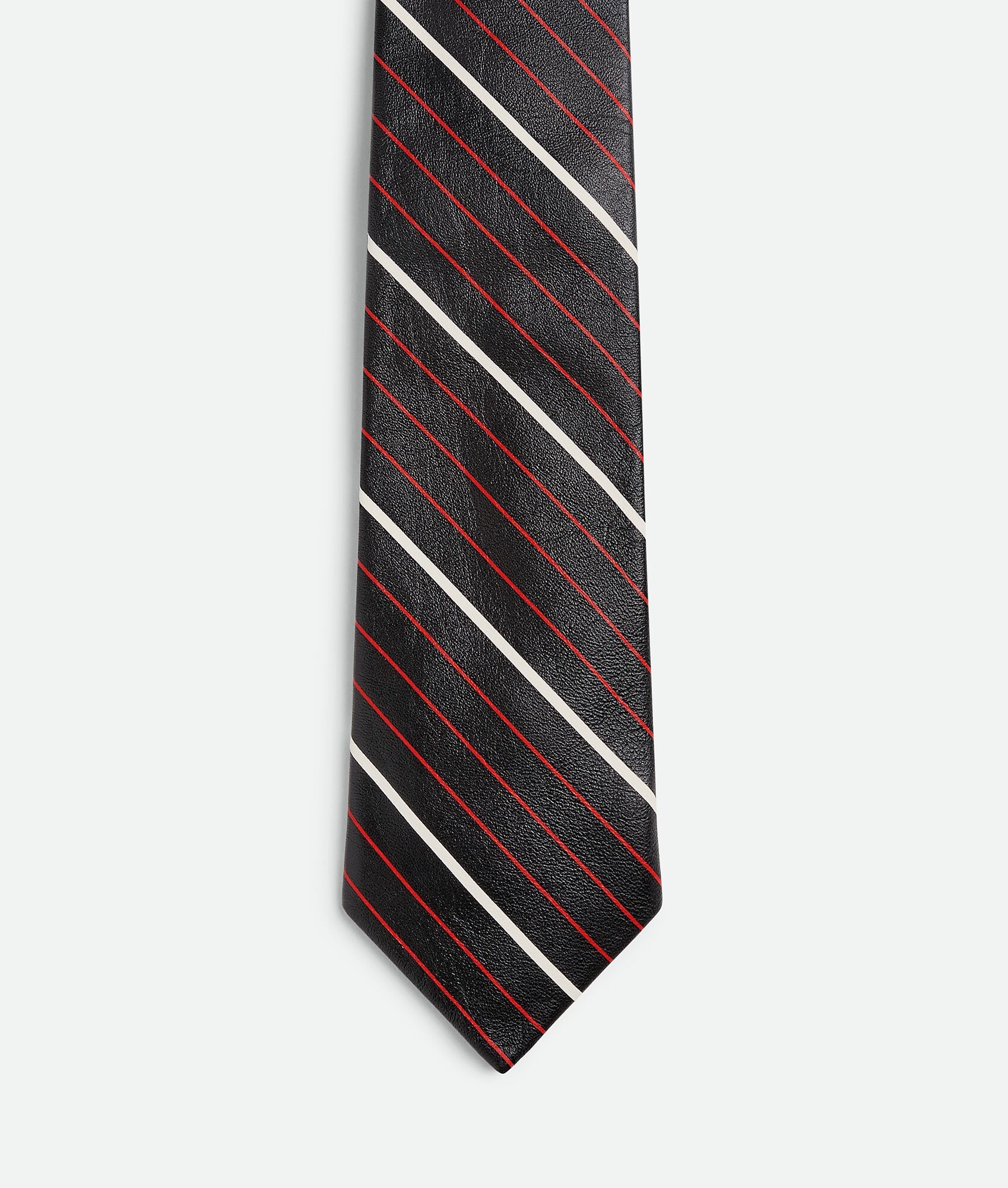 Diagonal Printed Leather Stripe Tie - 1