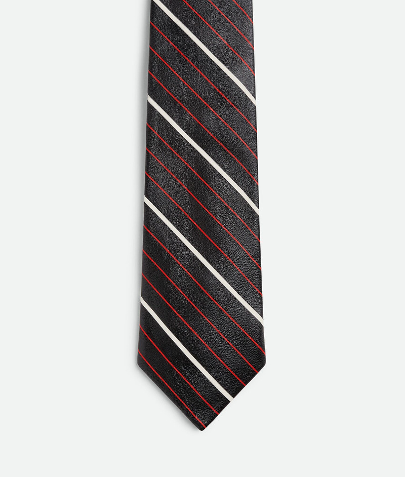 Diagonal Printed Leather Stripe Tie 1
