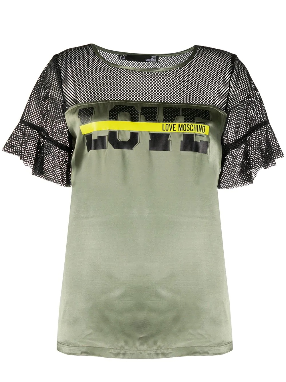 logo print mesh T-shirt - 1