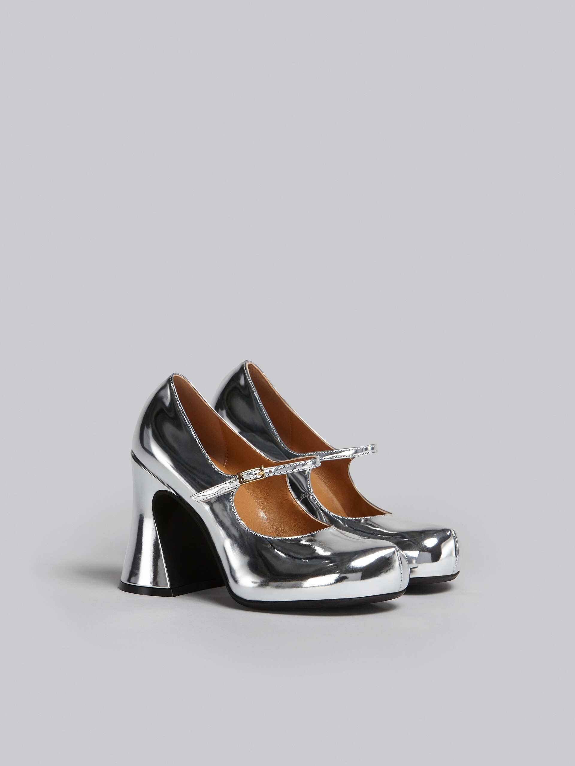 SILVER MIRRORED LEATHER MARY JANES - 2