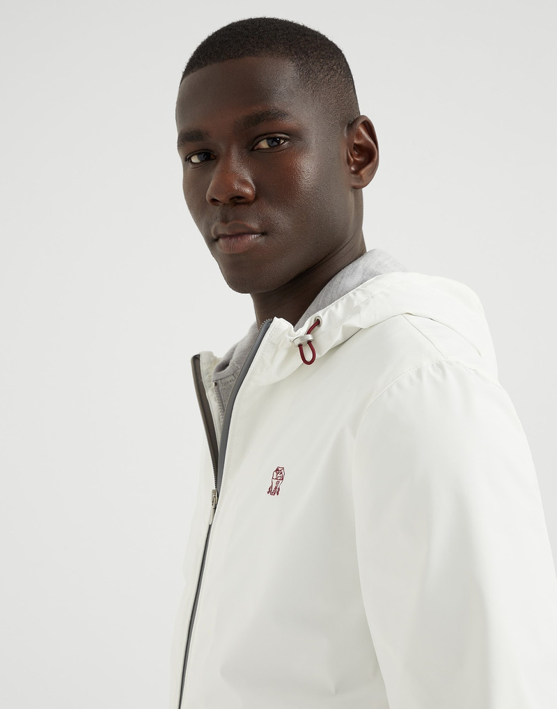 Bonded nylon hooded outerwear jacket with logo 3