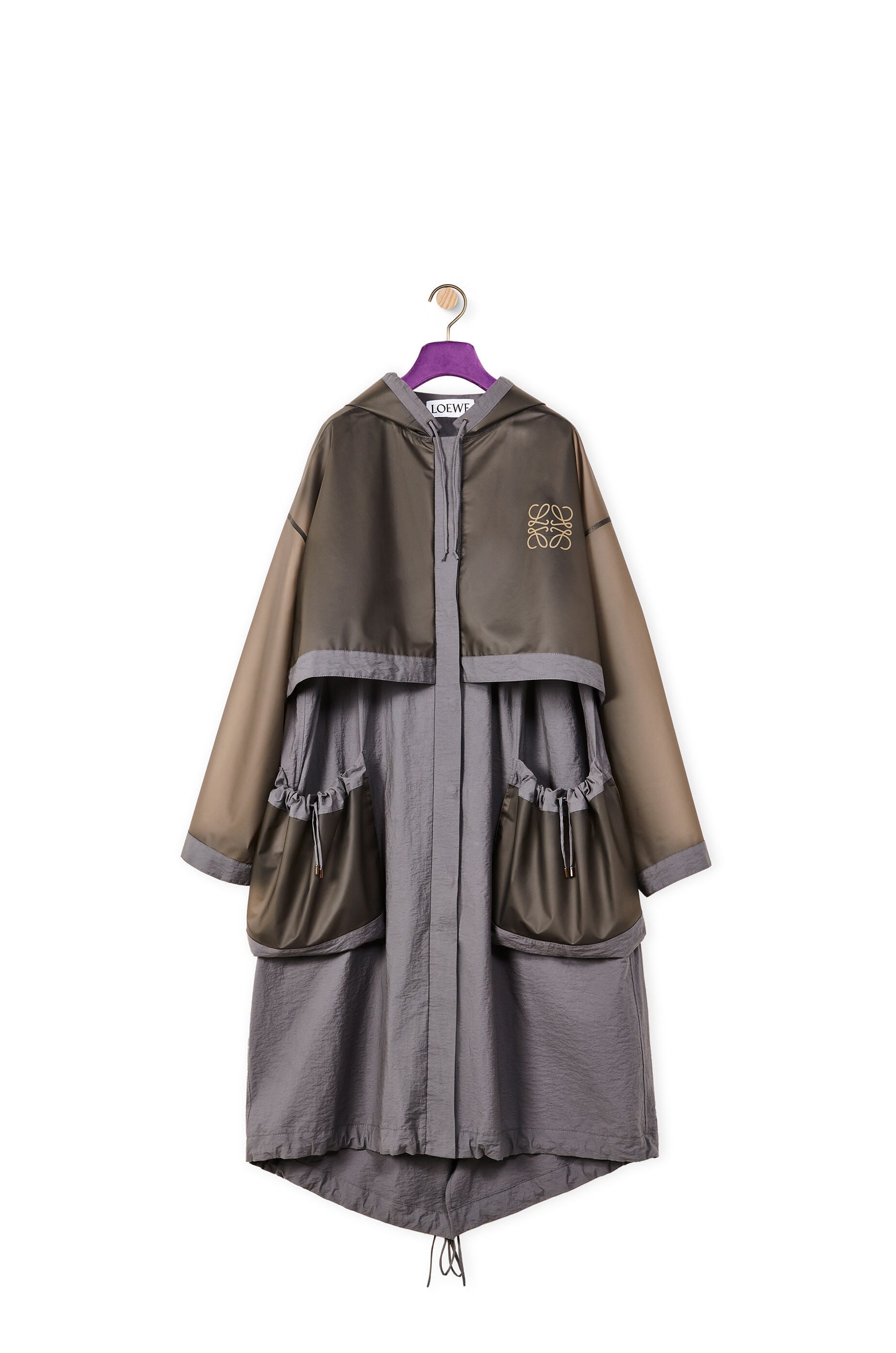 Long hooded parka in cotton and polyamide - 1