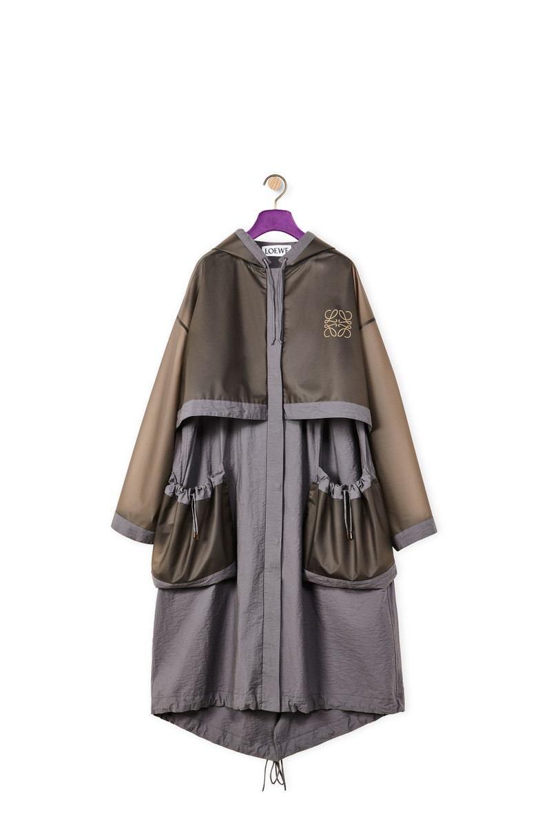 Long hooded parka in cotton and polyamide 1