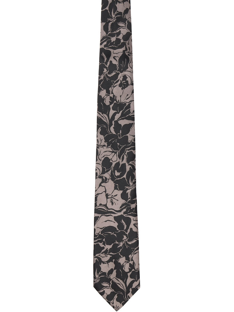 Purple & Black Printed Silk Tie 1