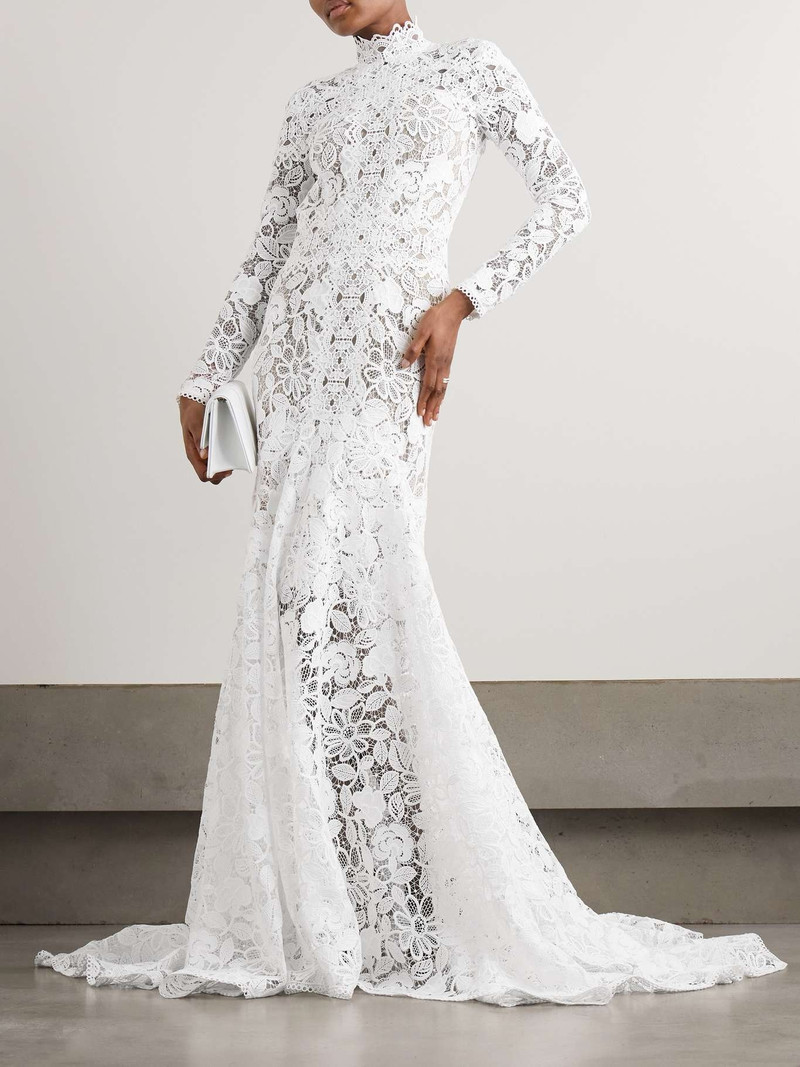 COSTARELLOS Alessa cutout corded lace and tulle turtleneck gown outlook